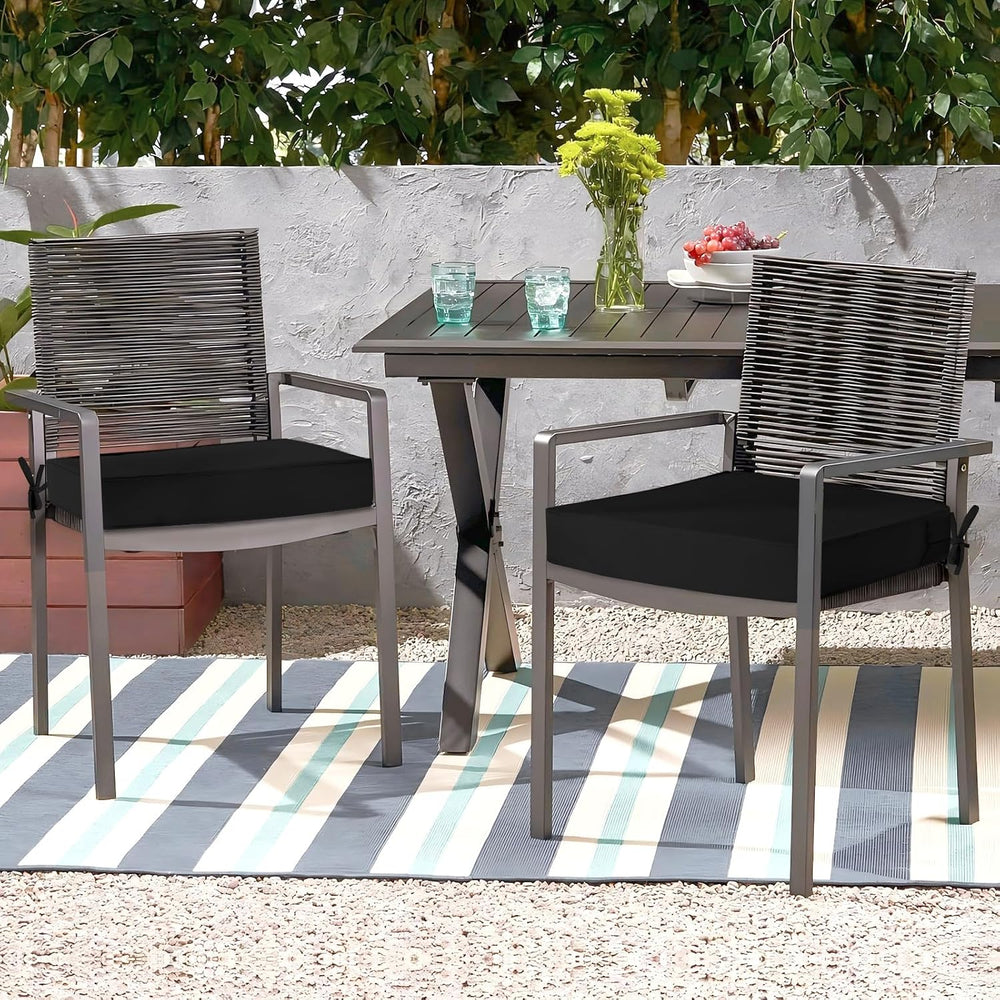 Outdoor Chair Cushions, Removable Covers, Black, 19 x 19