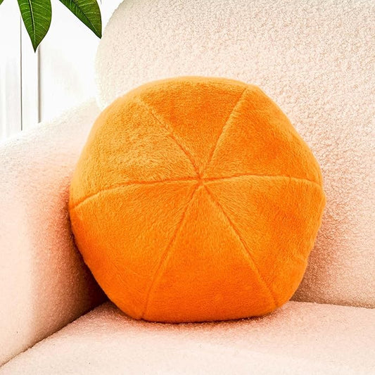 Uvvyui Orange Ball Pillow, 11.8" Cute Round Throw Pillow Faux Rabbit Fur Room by Uvvyui