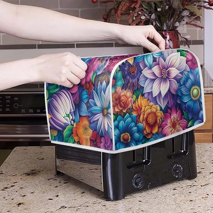 Bright Blossoms Kitchen Blender Cover Toaster Cover Boho Mandala Floral 2 Slice - Image 5