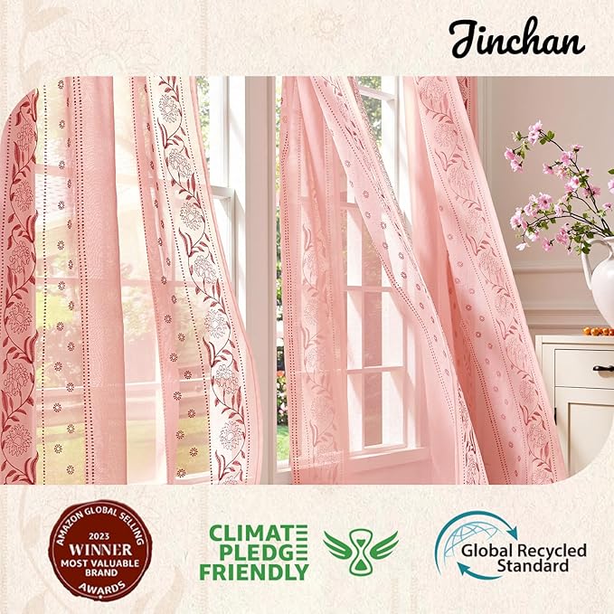 jinchan Winslow Sheer Curtains 63 Inch Length - Image 2