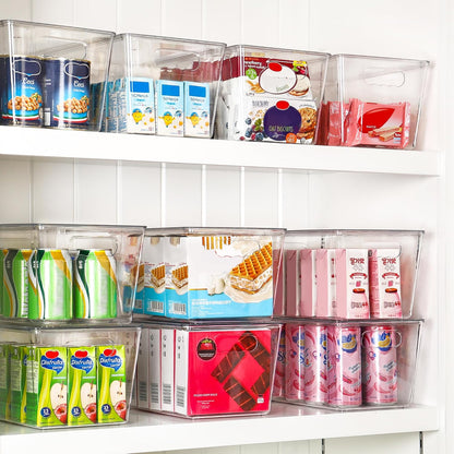 vtopmart 6 pack clear stackable storage bins with, side view