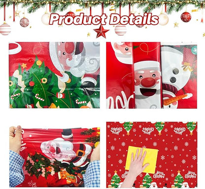 YQUQWN 3 PCS Christmas Tablecloth Plastic Disposable Waterproof Red Table Cover - Image 3