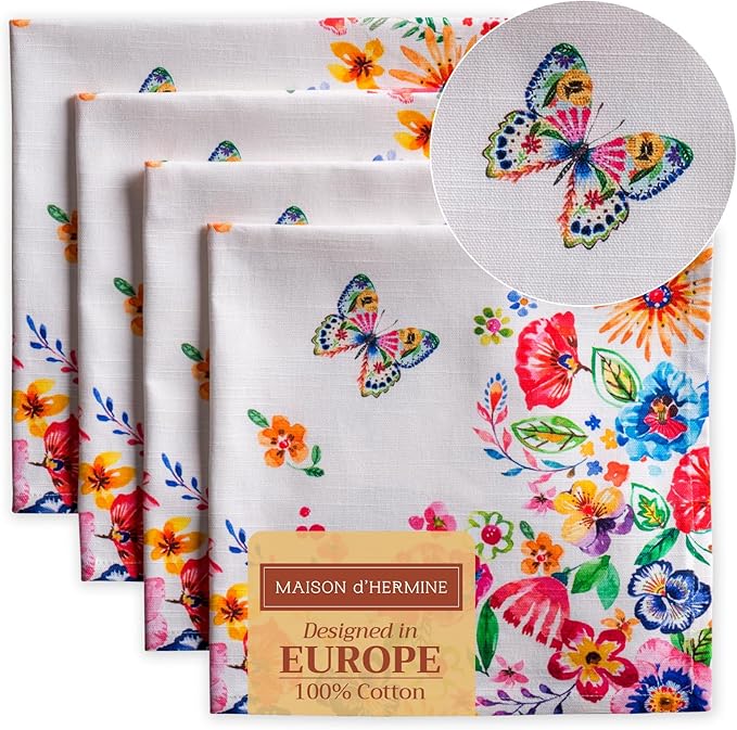 Maison d' Hermine Cloth Napkins Set of 4 100% Cotton Everyday Reusable Square by MaisondHermine