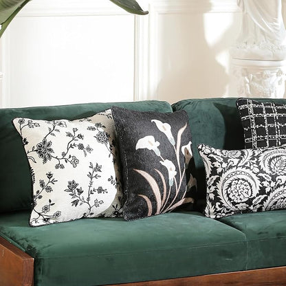 Throw Pillow Covers Set of 2, Classic Black and White Floral Elegant French - Image 7