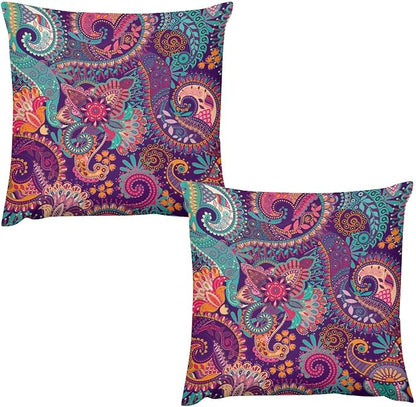 Indian Boho Pillowcases Mandala Design Colorful Floral Style, 18x18 Inch Square by AuiMzoo