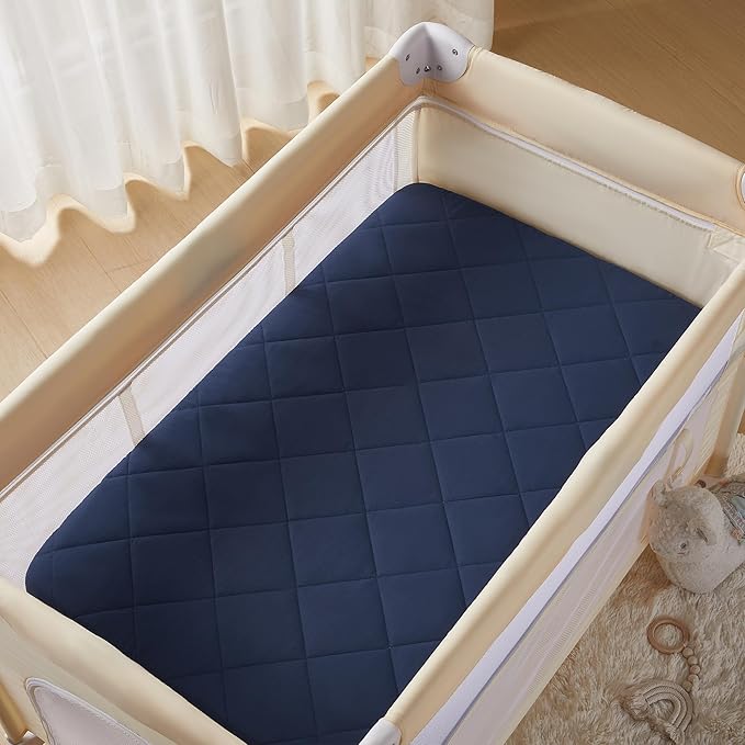 TILLYOU Pack and Play Sheets for Toddler Mattress, Mini Crib Sheets Fitted Up - Image 2