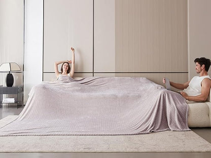 Oversized King Fleece Blanket 120x120 Inches, Seamless Soft Cozy 3D Jacquard - Image 4