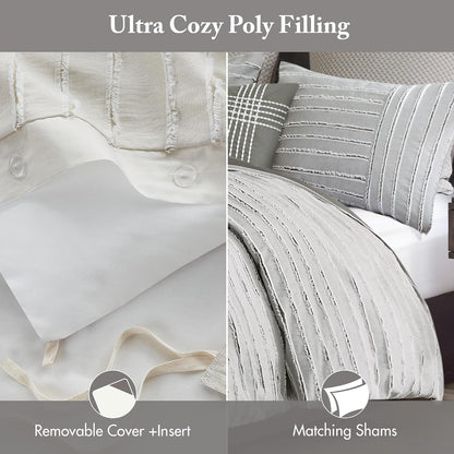 madison park farmhouse king cotton comforter set with showing dimensions