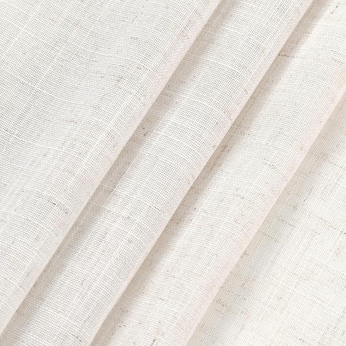 Ivory White Semi Sheer Linen Curtains 90 inch - Image 4