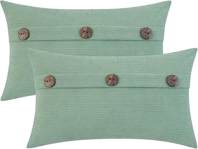 HWY 50 Sage Green Chenille Throw Pillow Covers 12x20 Inch by HWY50