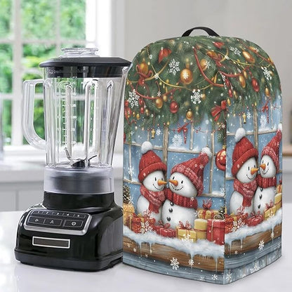 Xmas Snowman Print Blender Dust Cover, Stand Mixer or Coffee Maker Appliance by Annejudy