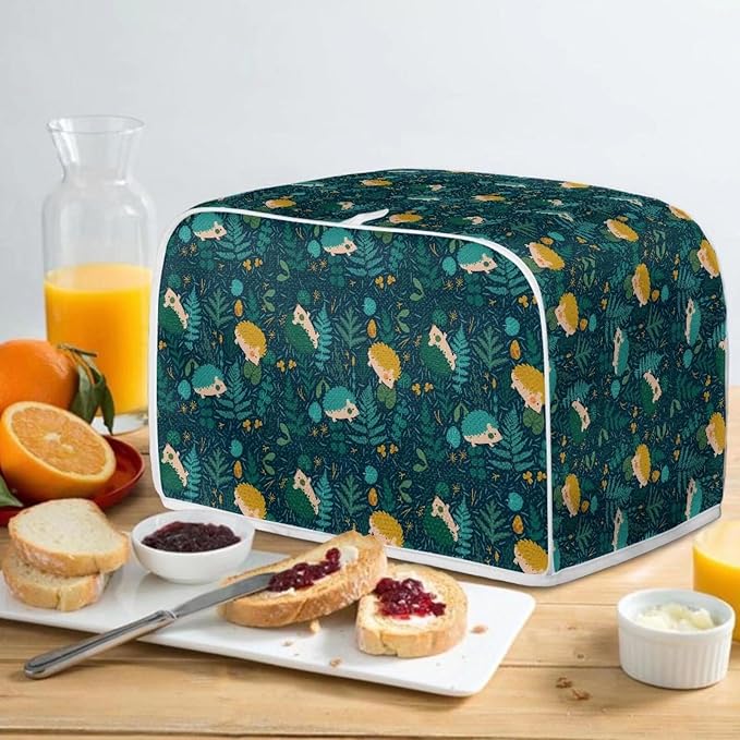 Flowers Hedgehog Printed 4 Slice Kitchen Machine Covers, Dustproof Toaster - Image 5