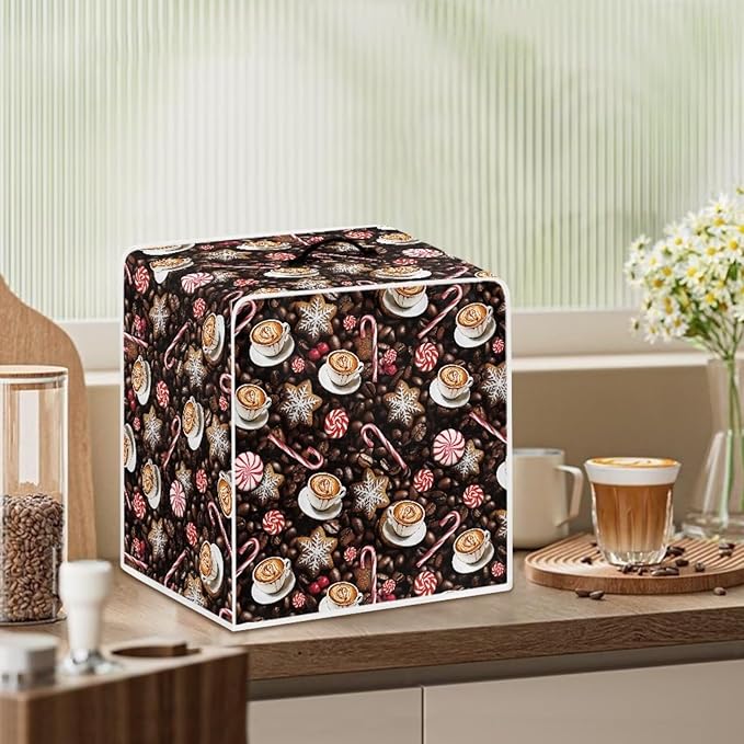 Coffee Maker Cover Christmas Coffee Machine Dust Cover Washable Folding Xmas - Image 3