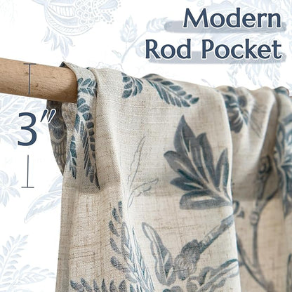 jinchan Floral Linen Tier Curtains 24 Inch Farmhouse Cafe Curtains Rod Pocket - Image 7