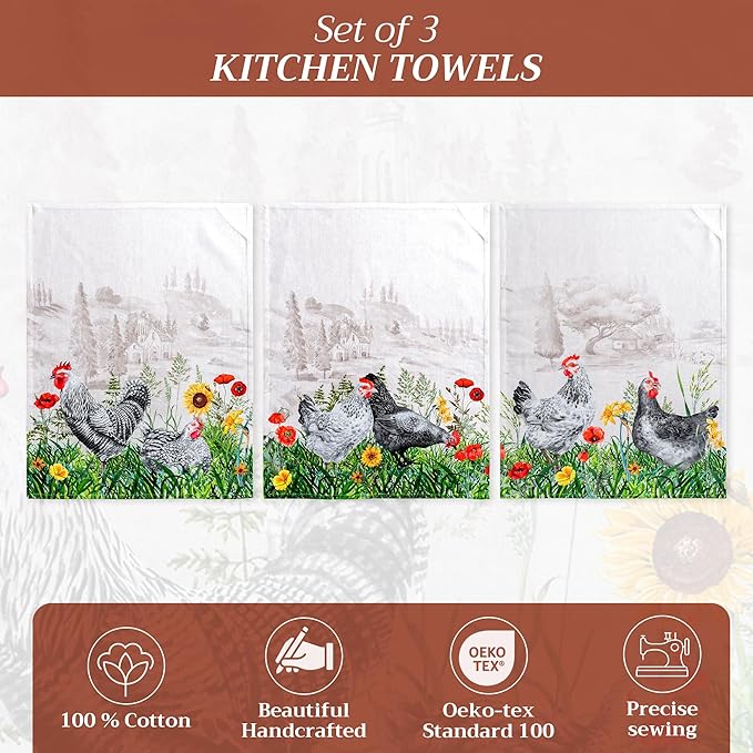 Maison d' Hermine Kitchen Towels Set of 3 100% Cotton 27.50" x 20" Reusable - Image 2