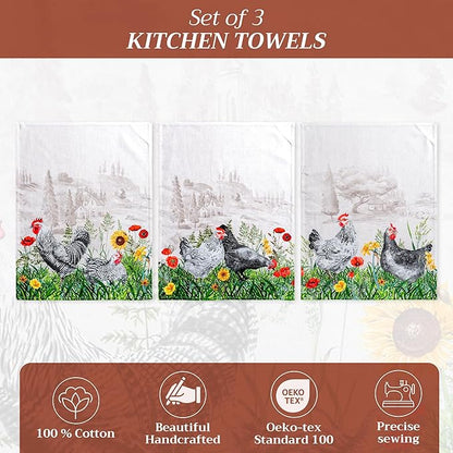 Maison d' Hermine Kitchen Towels Set of 3 100% Cotton 27.50" x 20" Reusable - Image 2