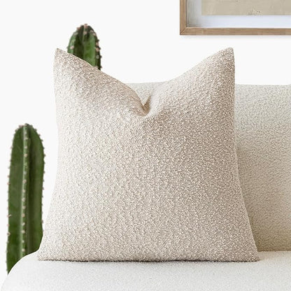 Foindtower Textured Boucle Throw Pillow Covers Accent Solid Pillow Cases Cozy by Foindtower