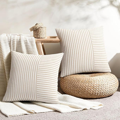 YCOLL Farmhouse Pillow Covers 22x22, Modern Accent Square Throw Pillow Covers - Image 2