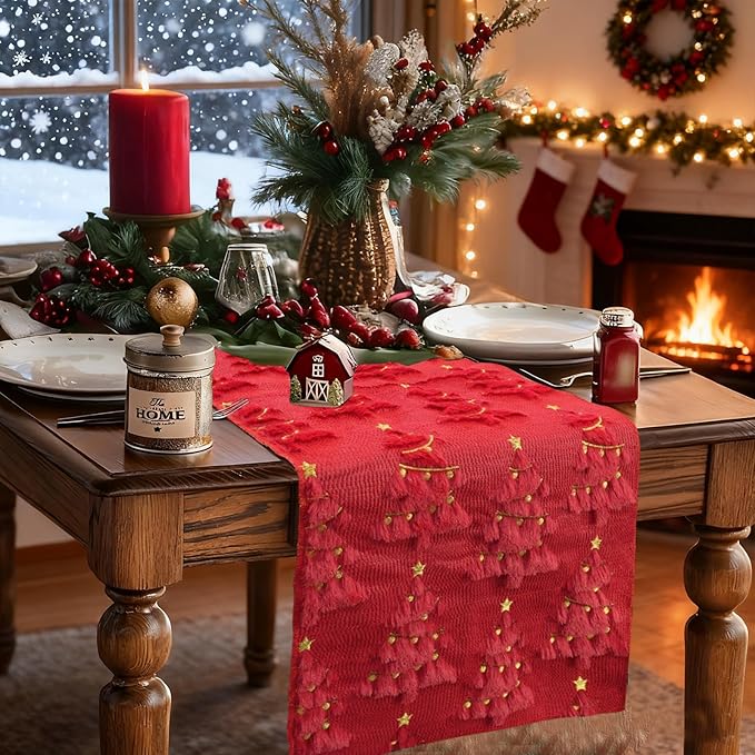 IVAPUPU Christmas Table Runner for Winter Holiday by IVAPUPU