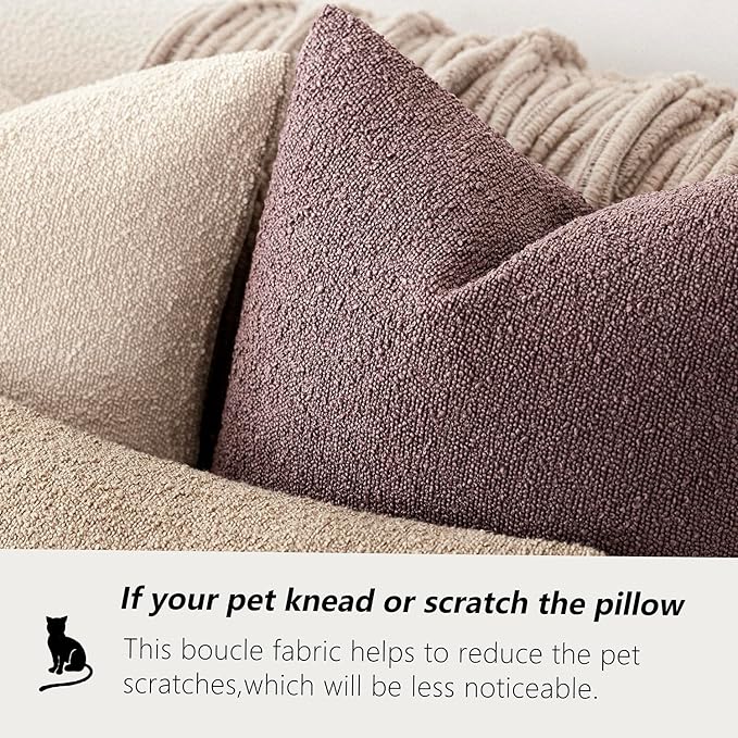 Foindtower Pack of 2 Textured Boucle Throw Pillow Covers Accent Solid Pillow - Image 4