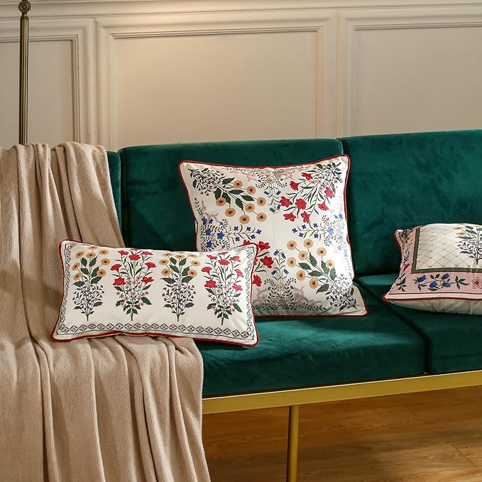 ISAENNE Design Square Vintage Floral Throw Pillow Covers 18"x18" Set of 2 - Image 8