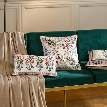 ISAENNE Design Square Vintage Floral Throw Pillow Covers 18"x18" Set of 2 - Image 8