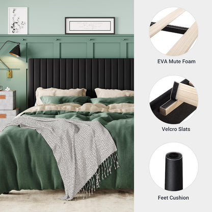 allewie queen bed frame, velvet upholstered platform bed showing dimensions