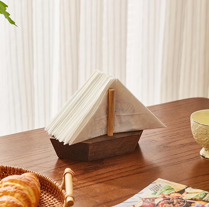HMC Wooden Sailboat Napkin Holder – The Smooth Sailor Nautical Tabletop - Image 6