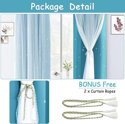 Kinryb Star Cutout Blackout 95 Inches Curtains Double Layer - Image 6