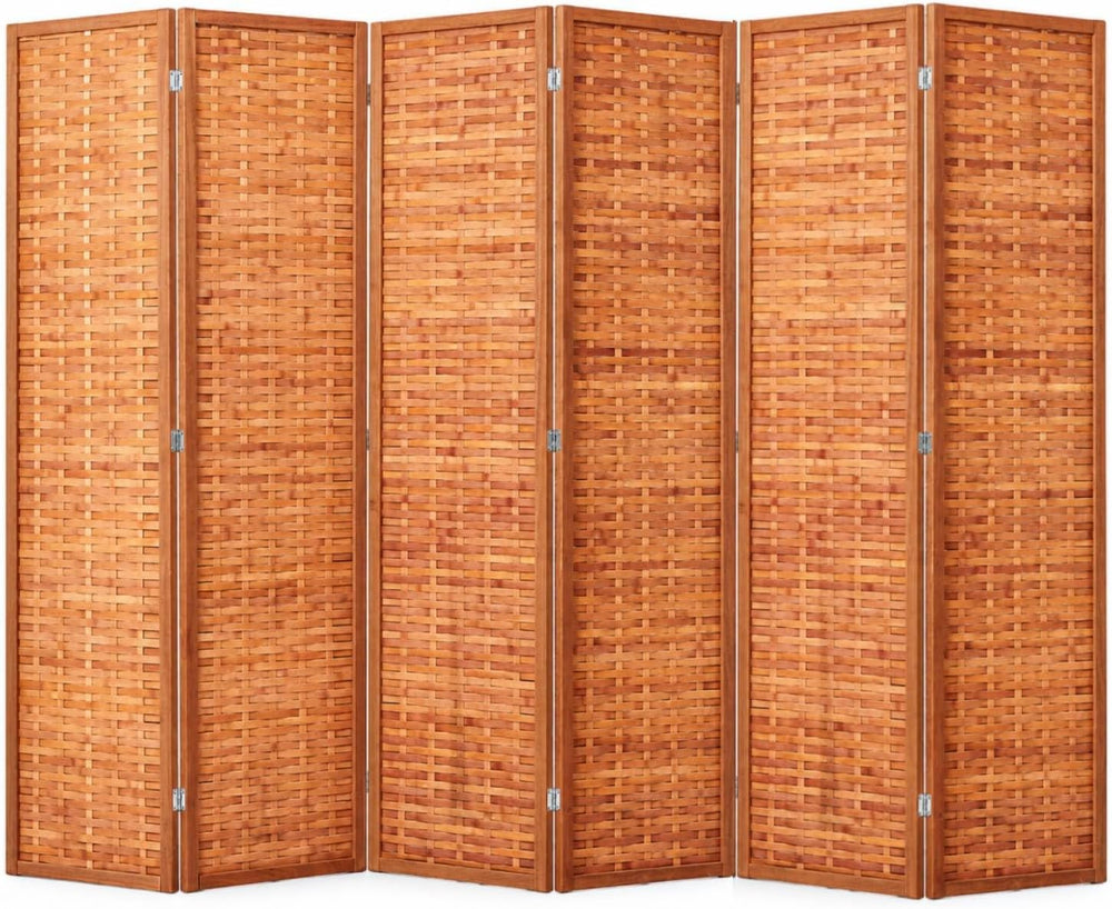 JOSTYLE Bamboo Room Divider, 6-Panel Folding Privacy Screen, 6ft Tall