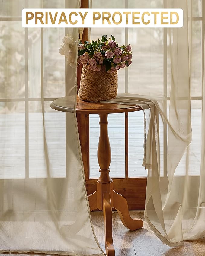 Foil Stripe Taupe Sheer Curtains 104 inches Length 2 Panels - Image 5