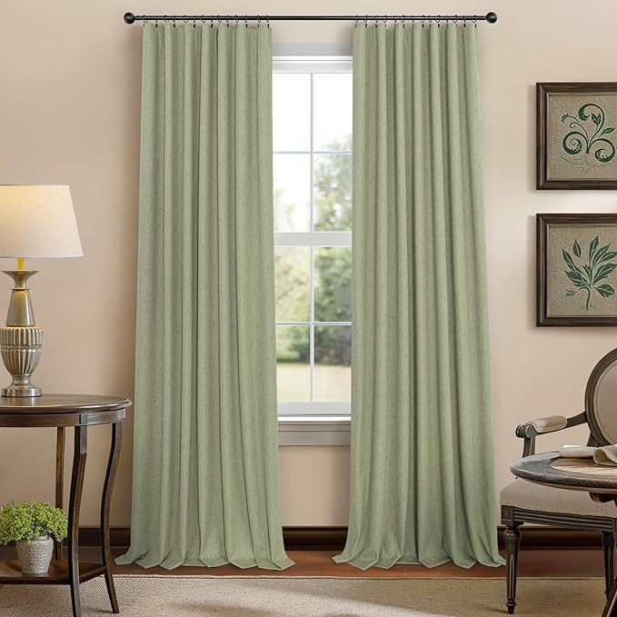 Light Sage Green Back Tab Blackout Curtains - Image 8