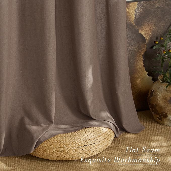 NICETOWN Linen Brown Curtains 96 inch Long, Grommet Privacy Added Thick Flax - Image 7