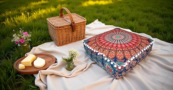 CRAFT KALA Large Hippie Mandala Meditation Floor Ottoman Pillow Cushion Pouf - Image 5