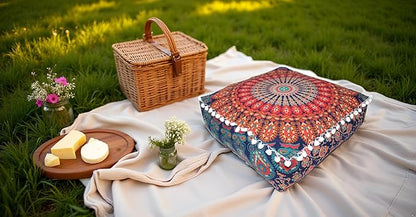 CRAFT KALA Large Hippie Mandala Meditation Floor Ottoman Pillow Cushion Pouf - Image 5