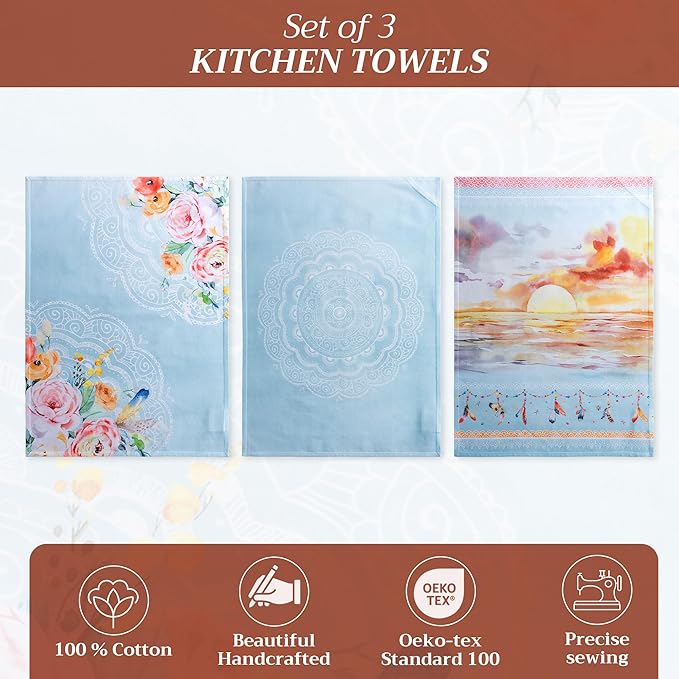 Maison d' Hermine Kitchen Towels Set of 3 100% Cotton 27.50" x 20" Reusable - Image 2