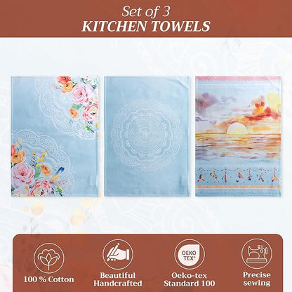 Maison d' Hermine Kitchen Towels Set of 3 100% Cotton 27.50" x 20" Reusable - Image 2