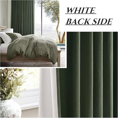Living Room Green Black Out Curtains 63 Inch Long 2 Panels Set, Thermal - Image 6