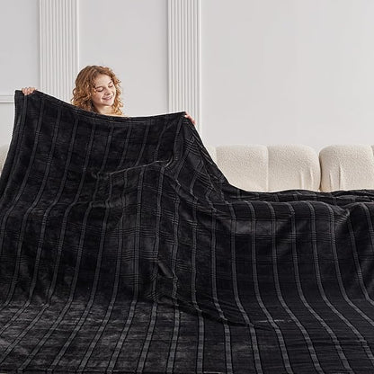 Oversized King Fleece Blanket 120x120 Inches, Seamless Soft Cozy 3D Jacquard - Image 2