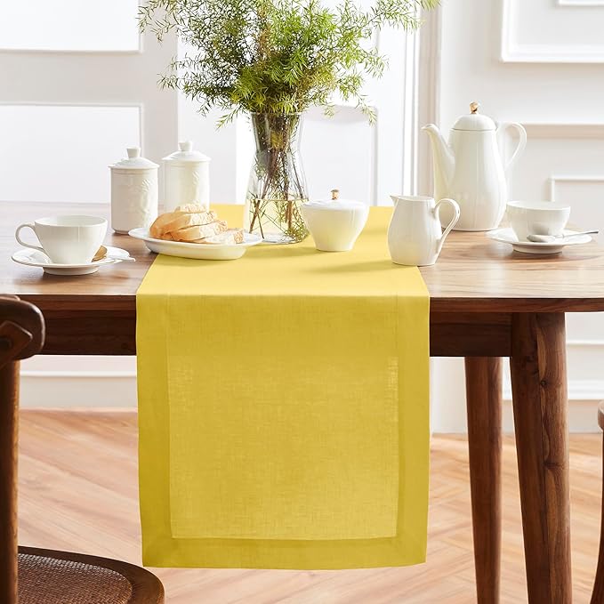 Solino Home Linen Yellow Table Runner 90 Inches Long by SolinoHome