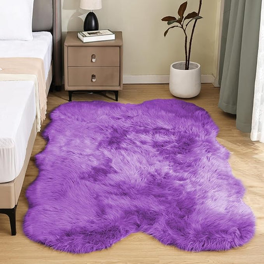 Latepis Fuzzy Purple 4x6 Area Fluffy Sheepskin Rug Shag Faux Fur Rug Plush by Latepis