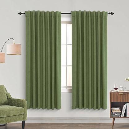 KOUFALL Army Green Curtains for Kids Bedroom Boys Room, Light Pale Olive by KOUFALL