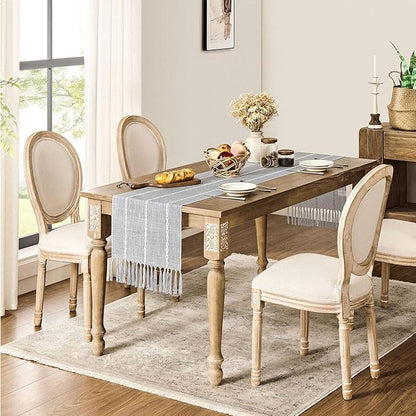 ZeeMart Farmhouse Braided Striped Table Runner, Rustic Grey Table Runners 60 - Image 3