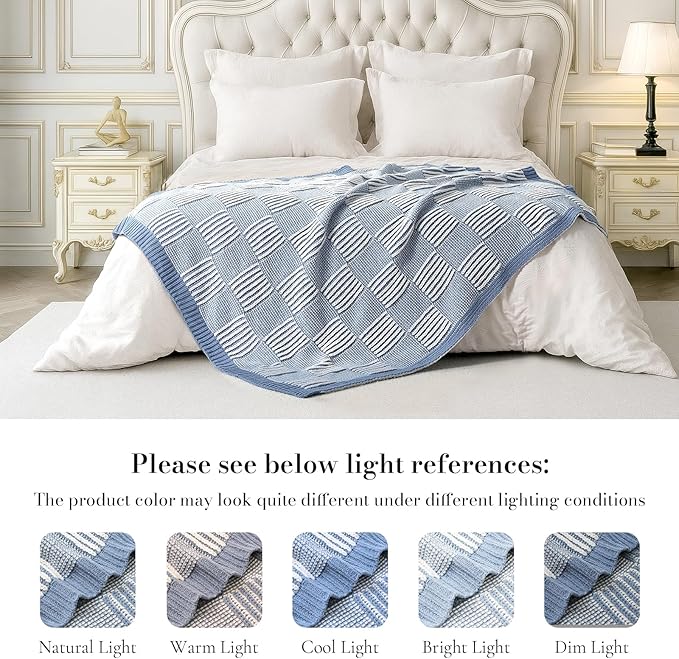 Amélie Home Checkered Knit Throw Blanket - Image 5
