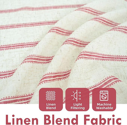 DriftAway Farmhouse Vertical Striped Linen Blend Textured Light Filtering Semi - Image 2
