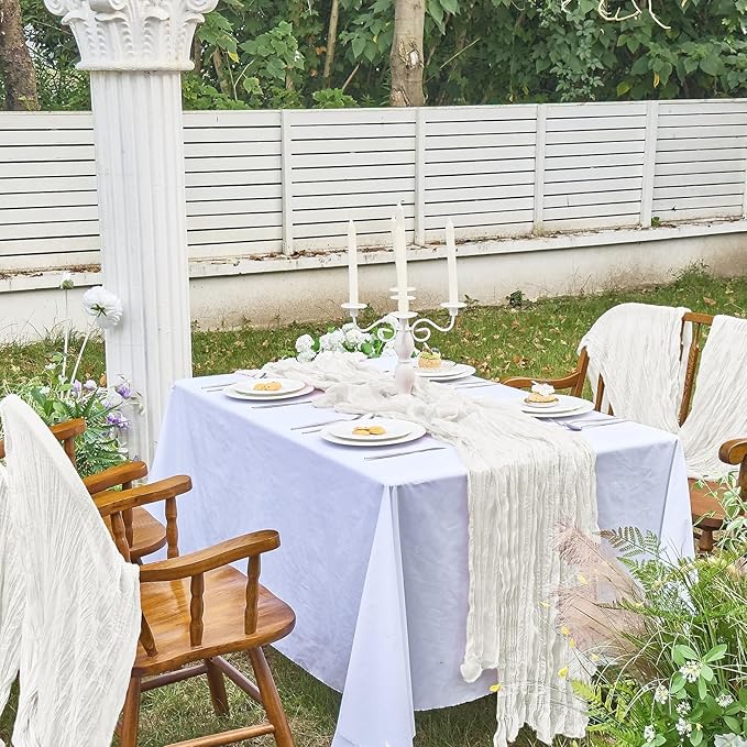 IVAPUPU 4 Pcs Cheesecloth Table Runner - 10ft Ivory White Boho Gauze Cheese - Image 7