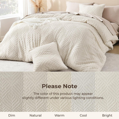 litanika king size comforter set, 3 pieces beige on a desk or shelf