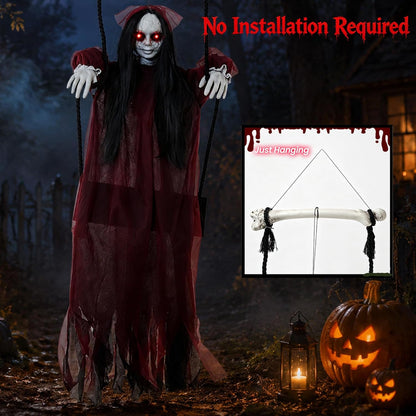 5FT Scary Halloween Hanging Ghost Girl, Haunted House and Yard Decor