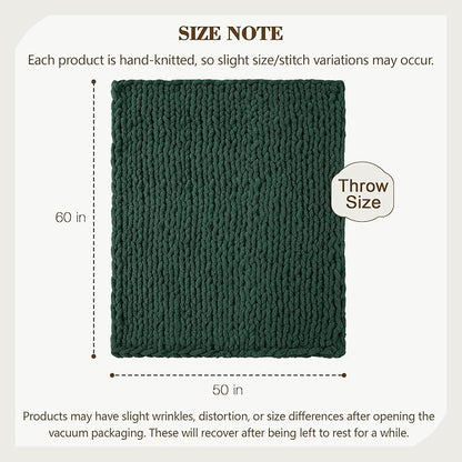 Carriediosa Chunky Knit Throw Blanket 50" X 60", 100% Hand Made Large Chenille - Image 3