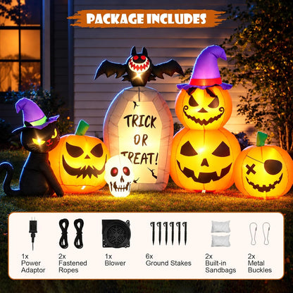 8FT Halloween Inflatable Pumpkin Outdoor Decor with LED Lights